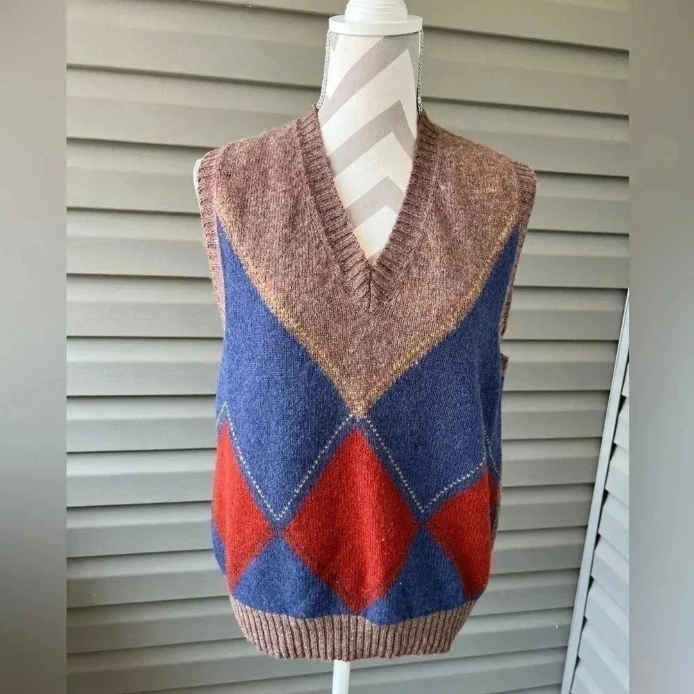 Vintage Alan Flusser 100% Wool Vest Men’s L Made In Scotland.